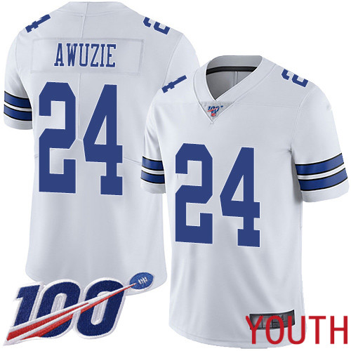 Youth Dallas Cowboys Limited White Chidobe Awuzie Road #24 100th Season Vapor Untouchable NFL Jersey->dallas cowboys->NFL Jersey